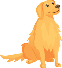 Dog sit. Cartoon golden retriever. Cute pet