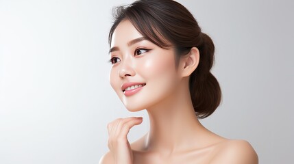 Beautiful asia woman, model for facial banner product - obrazy, fototapety, plakaty
