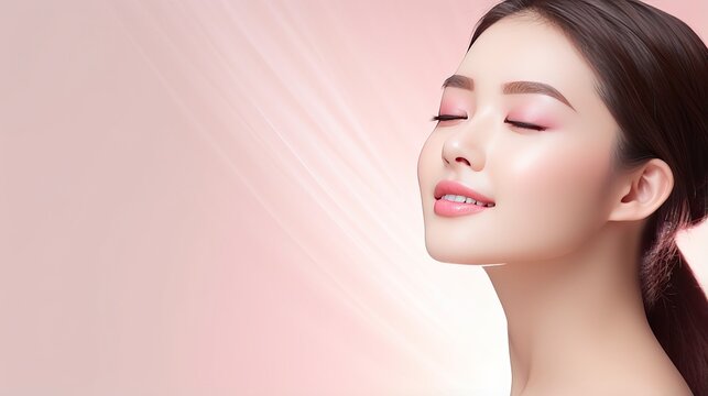 Beautiful asia woman, model for facial banner product
