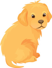 Sad little puppy sitting. Cute baby dog