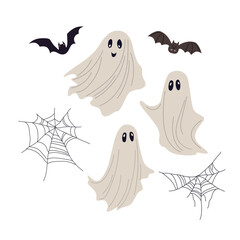 Cute ghosts in flat style.