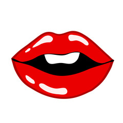 red sexy woman lips cartoon style