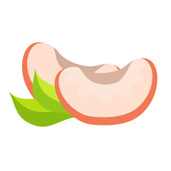 sweet peach slices with leaves