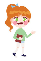 girl speaking with book icon