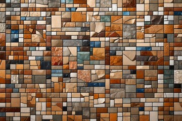 Colorful mosaic stone wall texture background