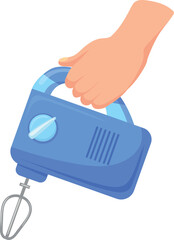 Obraz premium Electric mixer in human hand. Cooking cartoon icon