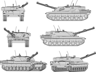 Vector sketch illustration of combat vehicle design for battlefield