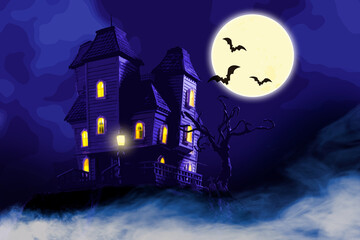 夜の幽霊屋敷