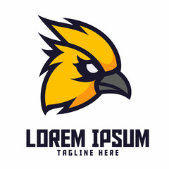 Sport and Esport Emblem: The Fusion of Finch Head Mascot Logo, Animals Logo Template, and Yellow Bird Icon Badge
