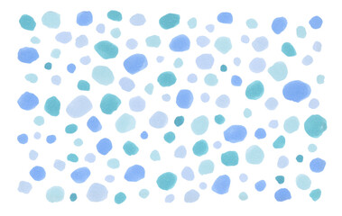 Ink watercolor hand drawn circle dot stain painting paper texture blot on white background.