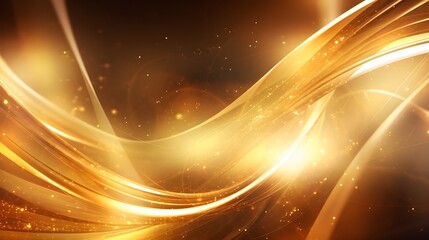 Dark background with the effect of abstract golden waves