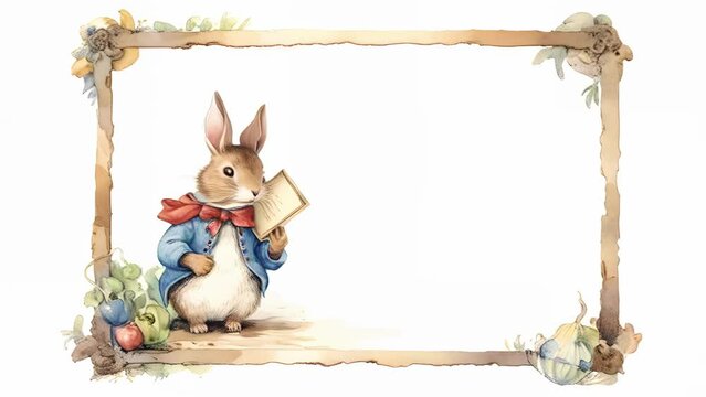 Peter Rabbit, bunny, book, blank, template, announcement, Generative AI