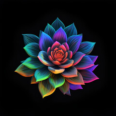 Fototapeta premium rainbow painted succulent on black bg