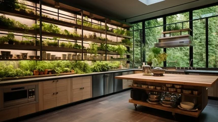 Fototapete Rund A chef's kitchen with a custom spice rack and integrated herb garden © MuhammadHamza