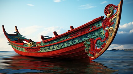 Obraz premium Traditional Thai boat on the beach Generate AI