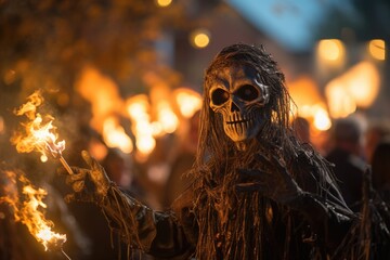 a man in a death costume on Halloween.