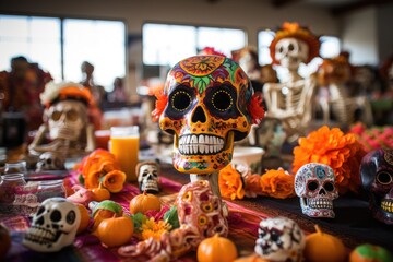 skulls souvenirs for the Mexican holiday Day of the Dead.