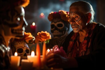 sorcerer on the Day of the Dead holiday in Mexico.