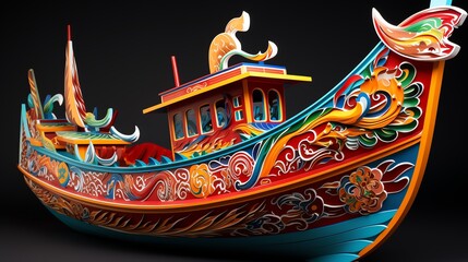 Traditional Thai boat on the beach Generate AI