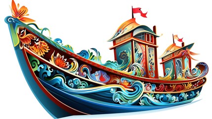 Traditional Thai boat on the beach Generate AI