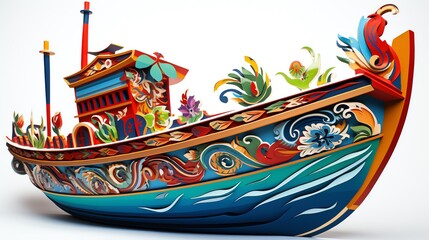 Obraz premium Traditional Thai boat on the beach Generate AI