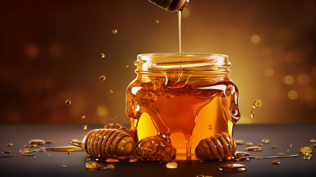 Design an image for a gourmet honey brands food photography, generative ai