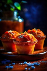 Pumpkin Spice Delights: Close-Up of Muffins with Sugar Dusting