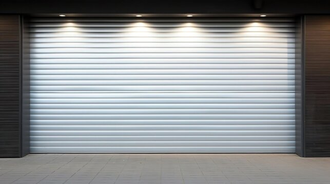 white roller shutter door closed security in modern