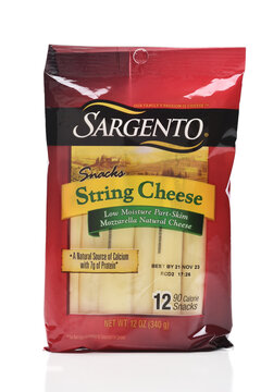 IRVINE, CALIFORNIA - 9 SEPT 2023: A package of Sargento String Cheese.