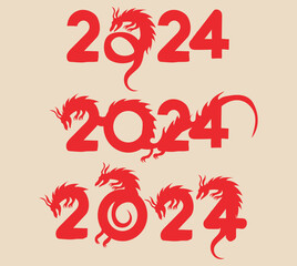 year of the dragon. 2024 dragon happy new year 