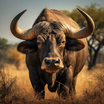 Bull in its Natural Habitat, Wildlife Photography, Generative AI