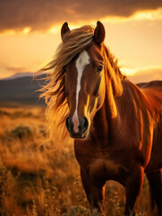 Obraz premium Horse in its Natural Habitat, Wildlife Photography, Generative AI