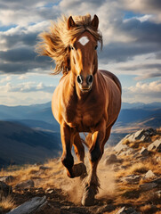 Fototapeta premium Horse in its Natural Habitat, Wildlife Photography, Generative AI