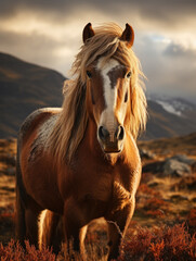 Obraz premium Horse in its Natural Habitat, Wildlife Photography, Generative AI