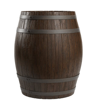 Wooden barrel isolated on background.  3d illustration