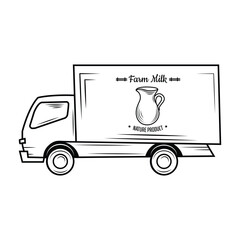 Milk Delivery Truck Illustration. Contour vector graphics of milk truck