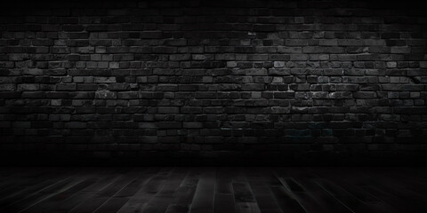 Black Vintage Loft Brick Wall Background,  Brick texture. Rustic  Brick texture. Wood background....