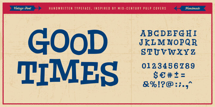 Handwritten Original Typeface Inspired by Vintage Pulp Books, Magazine Covers, B-Movies and Horror Films.