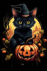 Halloween cat logo (greeting card, flyer etc.)