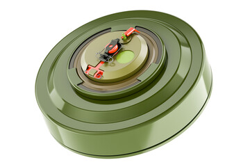 Anti-tank blast mine, 3D rendering isolated on transparent background