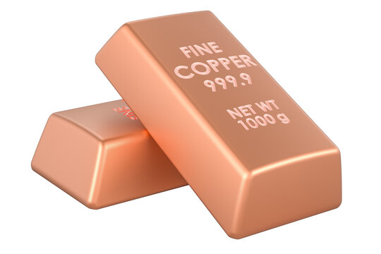 Copper Bars, 3D rendering isolated on transparent background