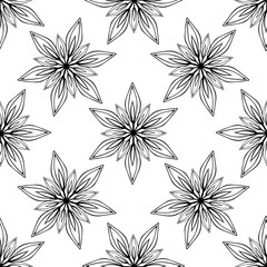 Seamless pattern of winter snowflakes on a white background