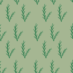 Seamless pattern of winter fir branches on a white background