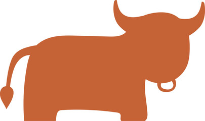 Bull brown silhouette. Cattle icon. Livestock symbol