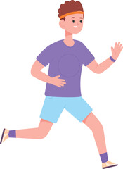 Active boy running. Kid athlete training for race