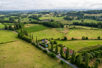 Panoramic view on nature around french village Benevent l Abbaye in Summer 2023