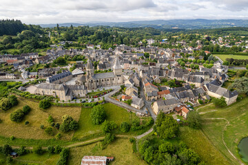 Fototapeta na wymiar Aerial photo of french village Benevent l'Abbaye in Summer