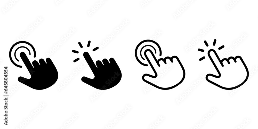 Poster hand cursor icon set. hand click icon vector. pointer sign and symbol.