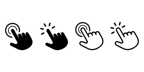 Hand cursor icon set. Hand click icon vector. Pointer sign and symbol. 
