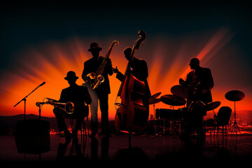 Silhouette of a jazz concert - 645804518